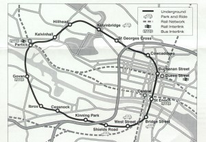 Mapa de la linia de metro de Glasgow, Subway